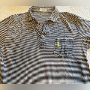 johnnie-O Navy and White Striped Polo Shirt, M